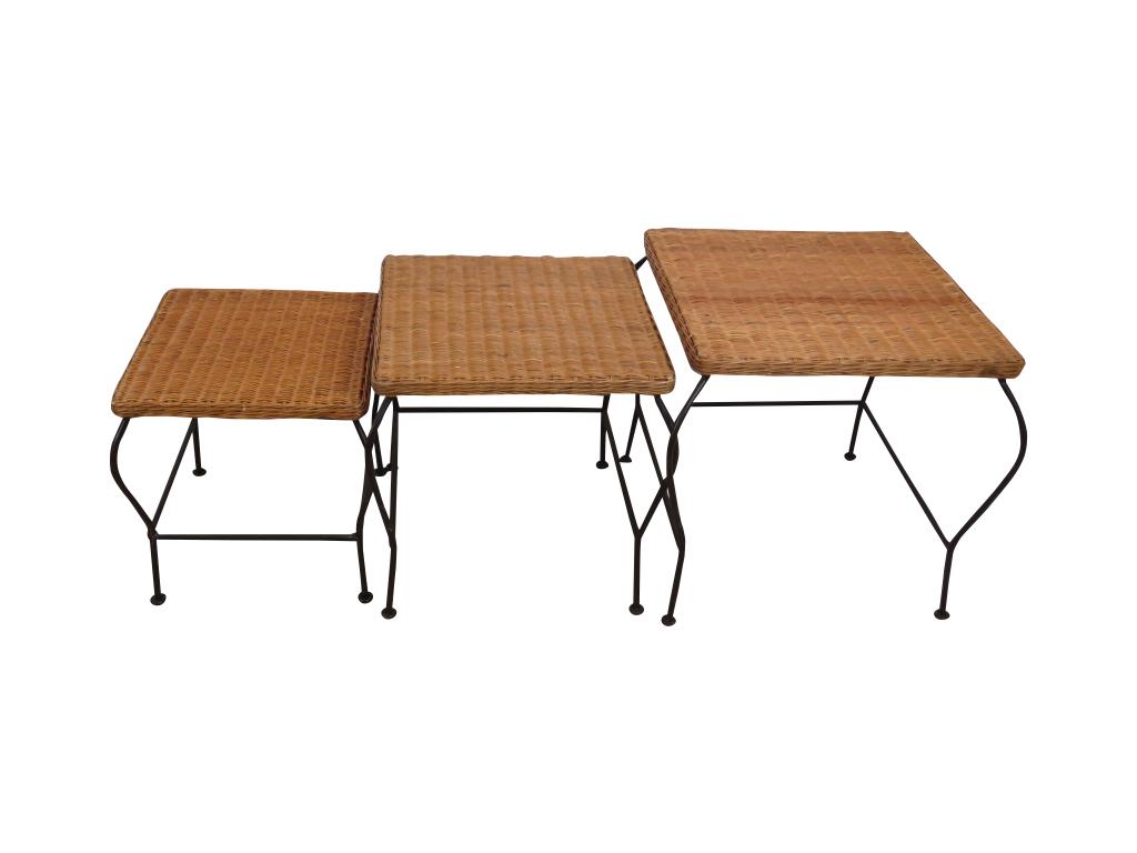 Nest Iron Wicker Tables: nest tables 20.5"w, 20.5"d, 21"h