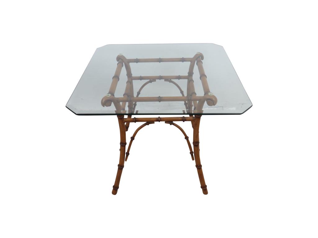 Faux Bamboo Metal Glass Top Table (1 of 4)