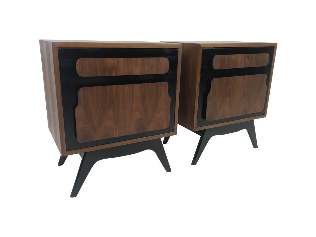 Pair MCM Nightstands Black Trim (1 of 8)