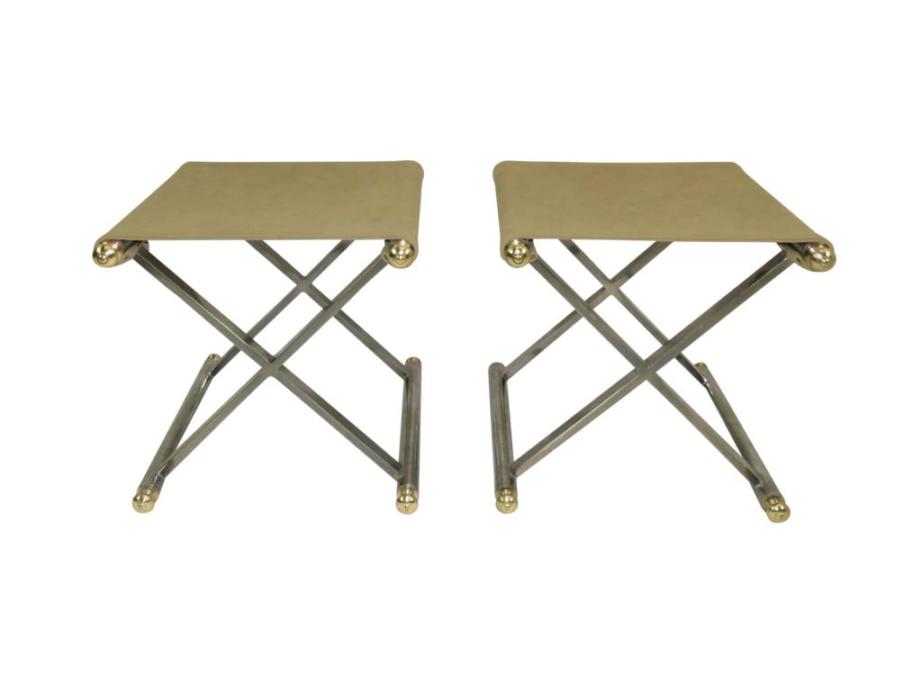 Pair Modern Steel X Benches (1 of 3)