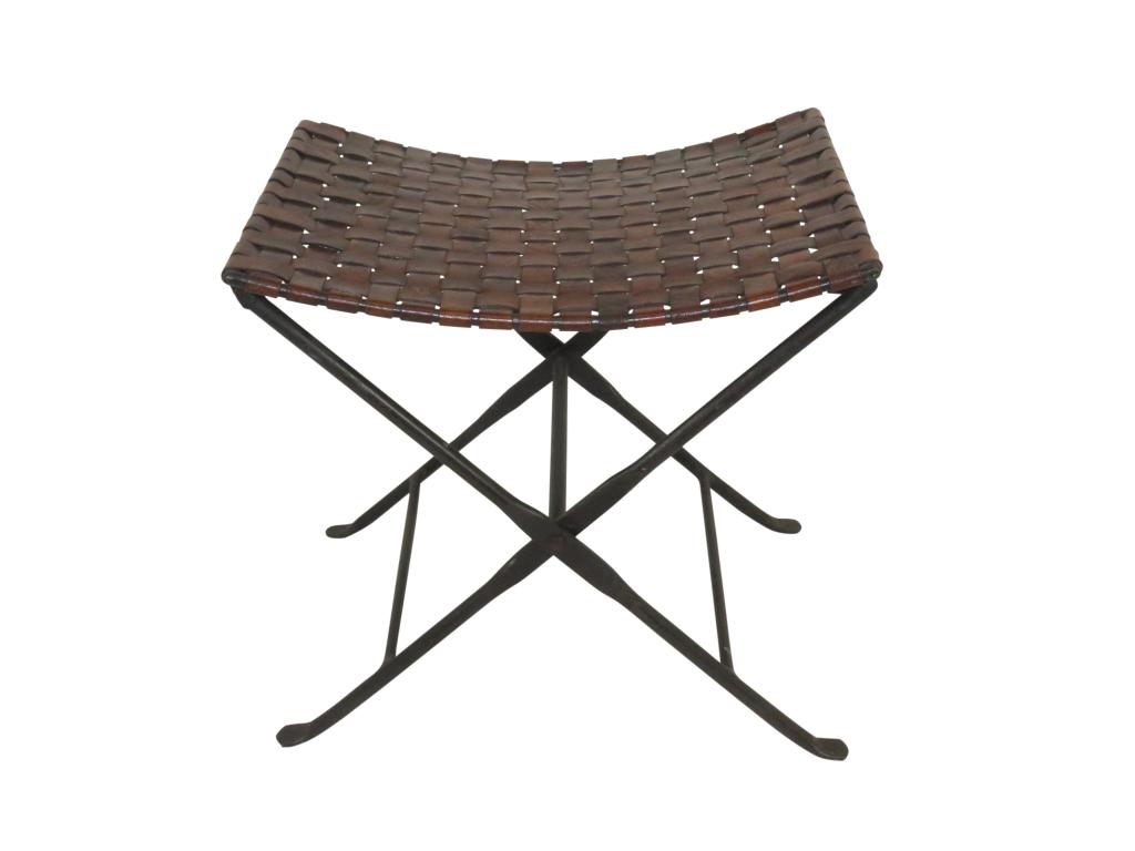 Contemporary Iron Leather Bench (1 of 3)