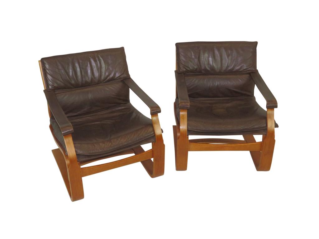 Pair Strap Arm Lounge Chairs (1 of 4)