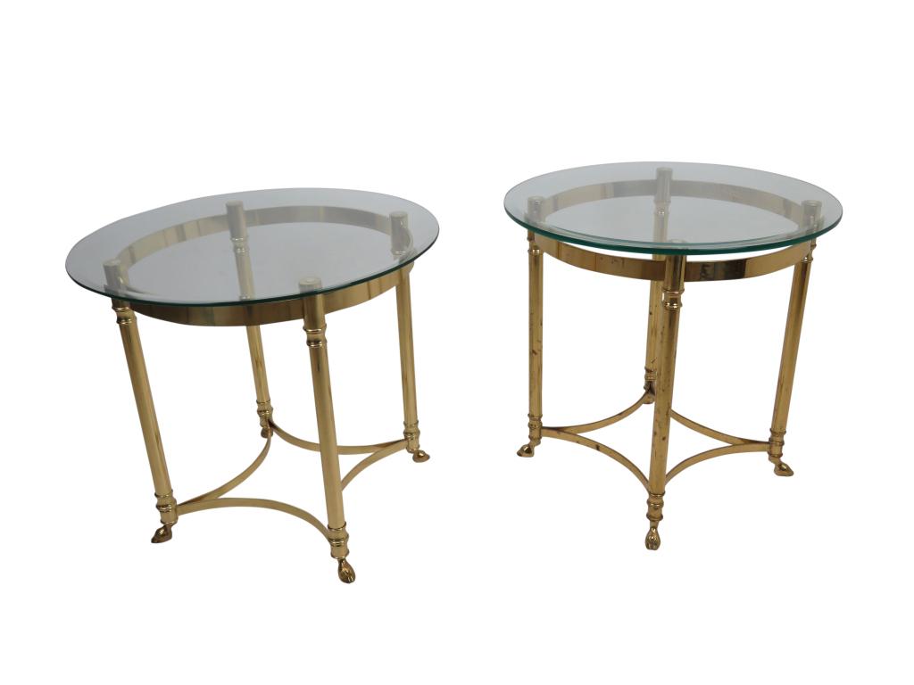 Pair Brass Tables Hoof feet (1 of 4)