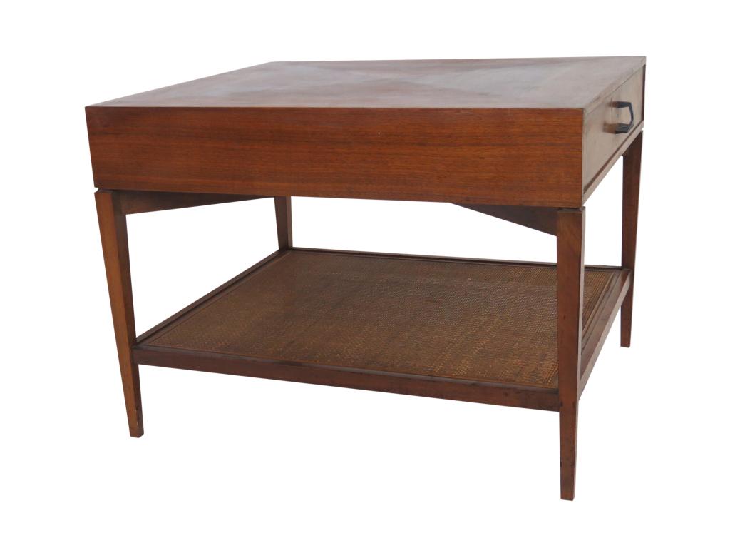 Walnut Cane Shelf End Table (1 of 4)