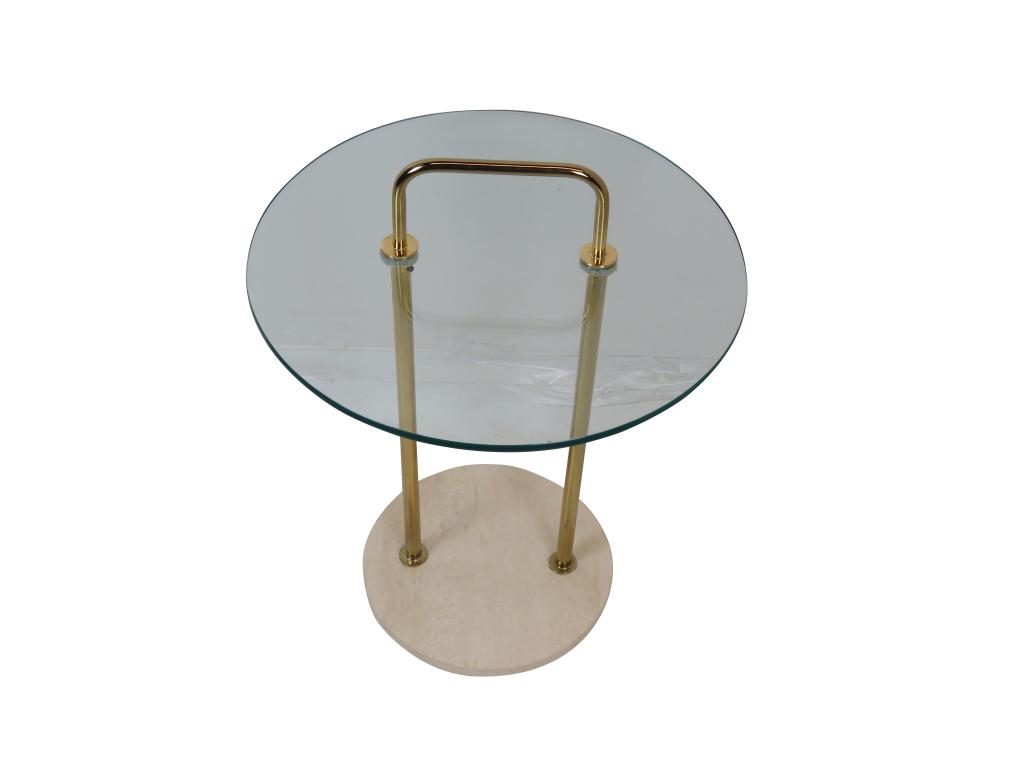 Travertine Brass Glass Table (1 of 8)