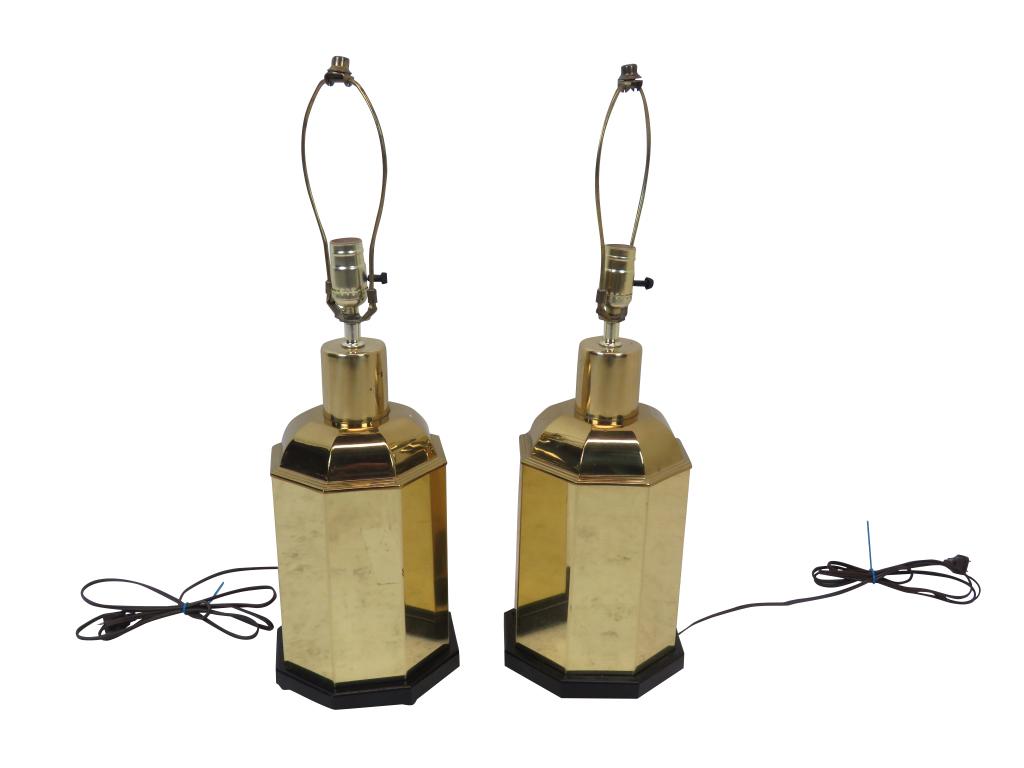 Pair Octagonal Brass Lamps (1 of 8)