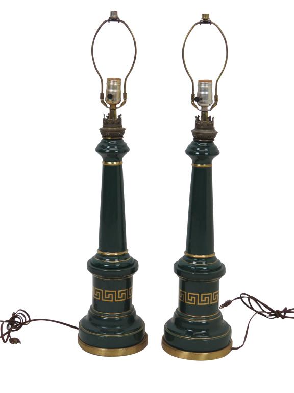 Pair Greek Key Column Lamps (1 of 6)