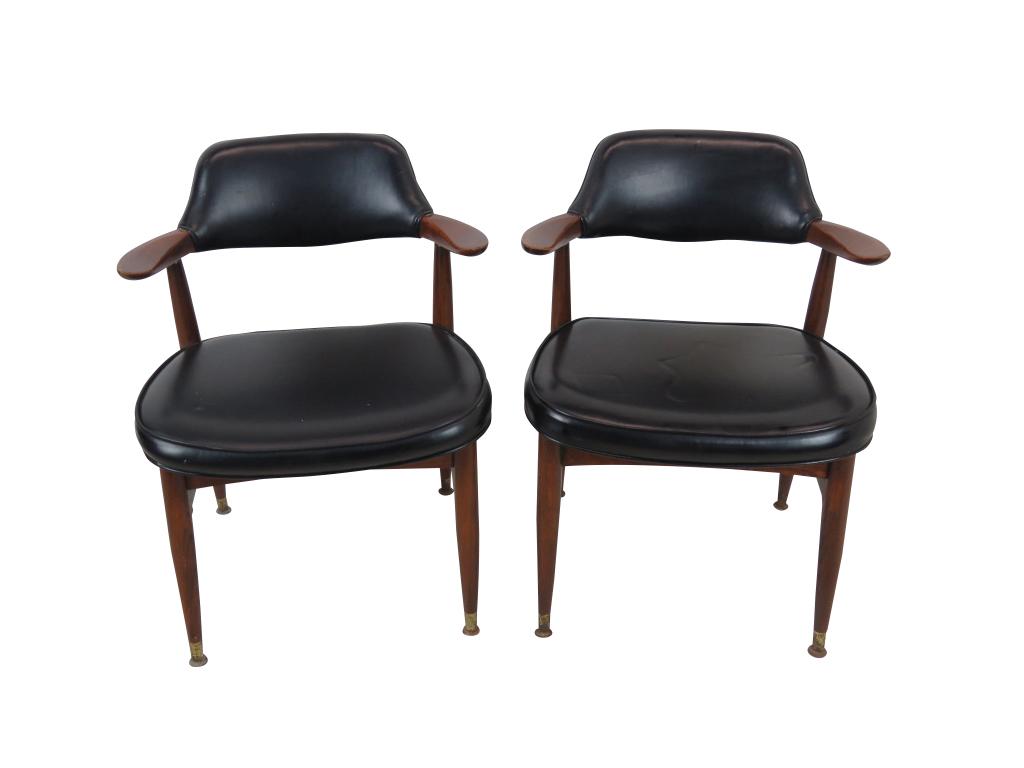 Pair Danish Style Vinyl Armchairs (1 of 10)
