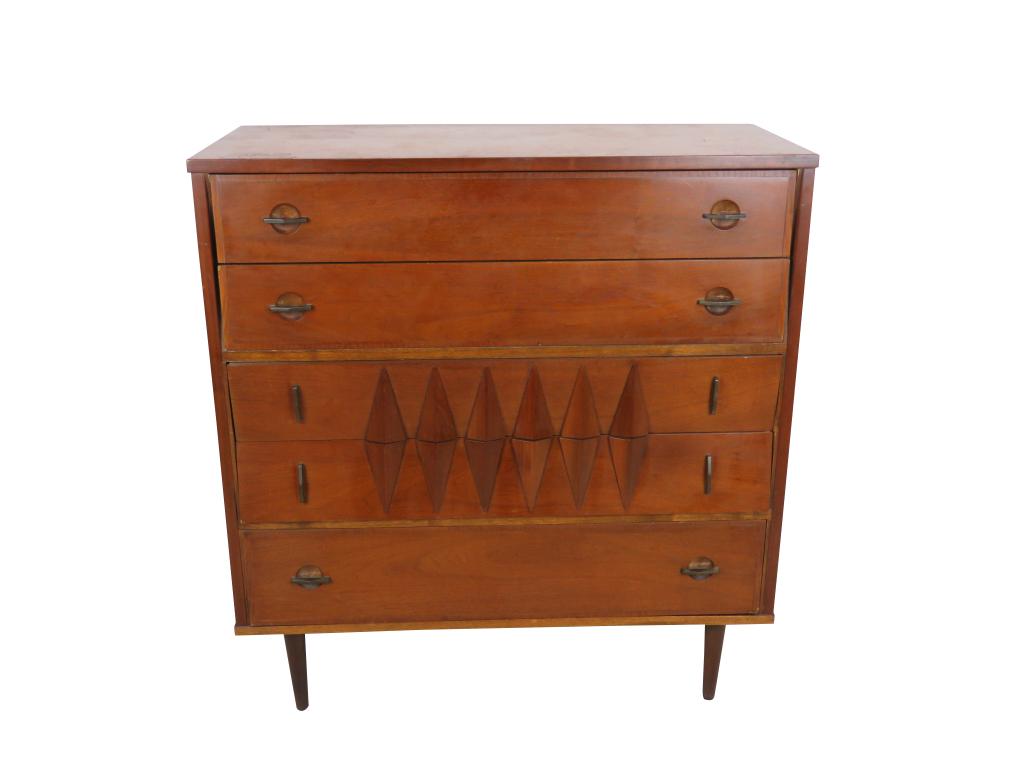 Sculpted Walnut Dresser High Chest (1 of 6)