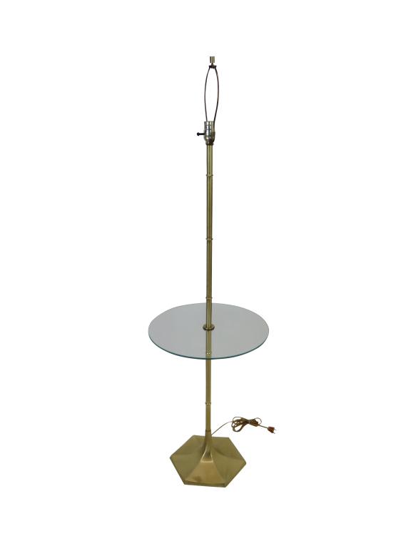 Brass Faux Bamboo Glass lamp table (1 of 4)