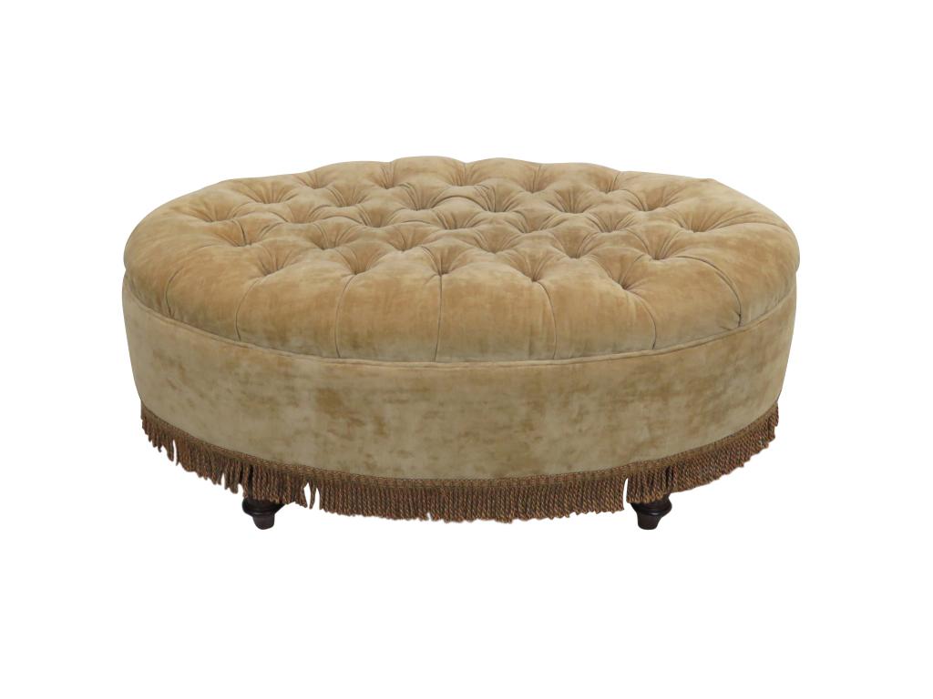 Tufted Upholstered Oval Ottoman (1 of 4)