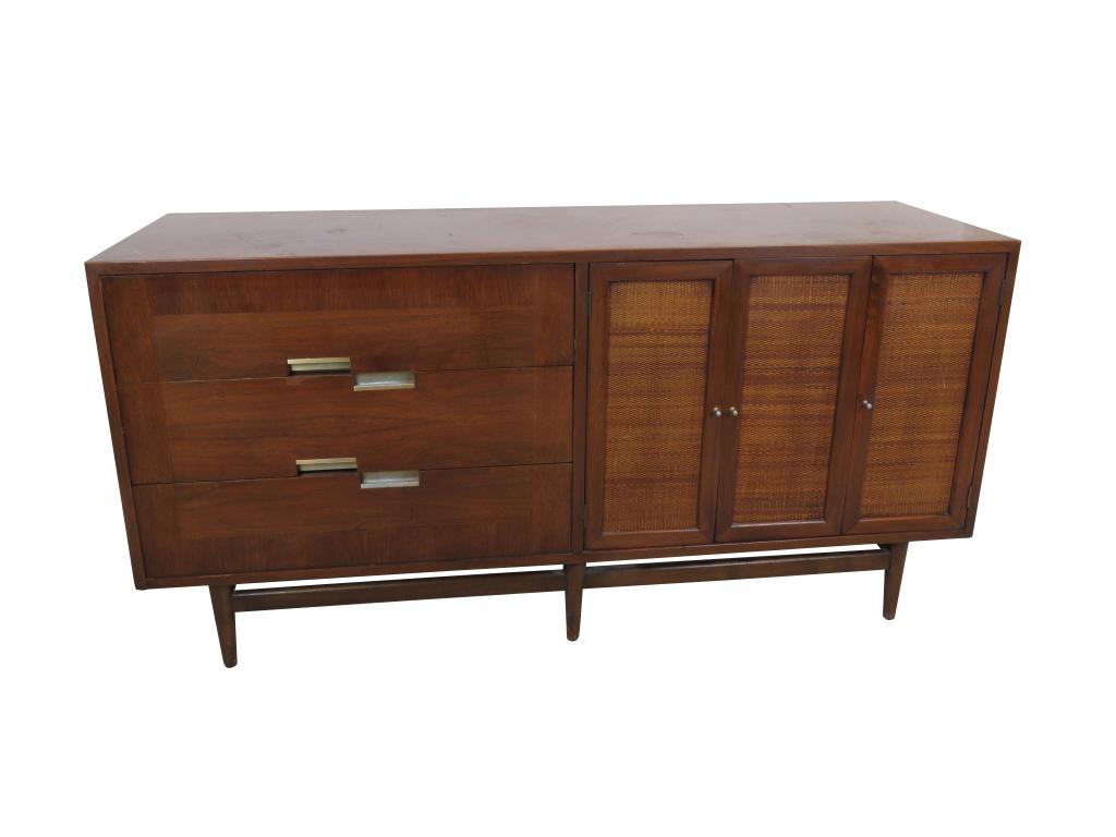 American Martinsville Credenza: American Martinsville, cane front w/ 6 drawers & bifold doors. 62"w, 18.5"d, 31"h