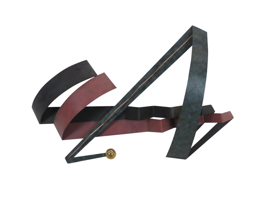 Metal Abstract Wall Sculpture: Modern Metal Patinated Abstract Wall Sculpture. 48"l, 36"h
