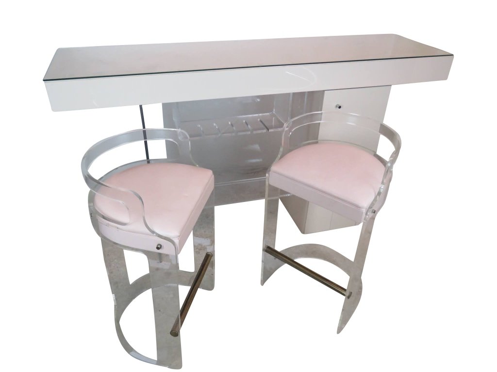 Lucite Acrylic Bar 2 Stools (1 of 17)
