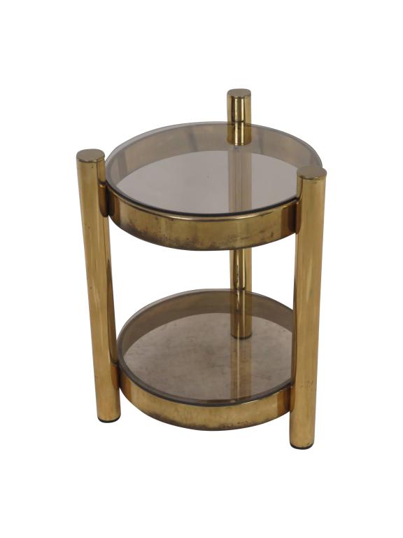 Brass Glass 2 Tier Table Stand (1 of 4)