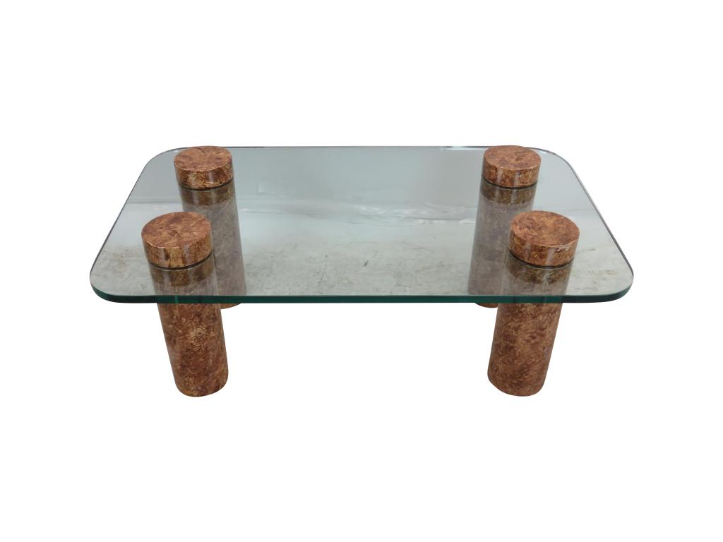 Italian Coffee Table Faux Marble Columns (1 of 9)