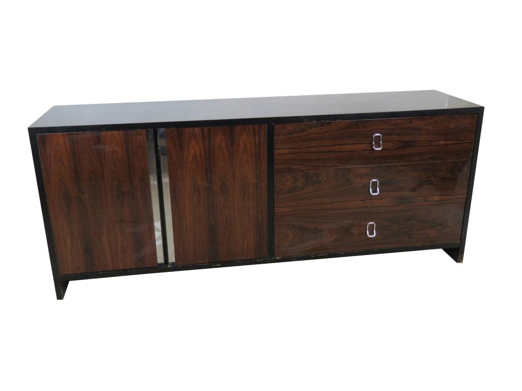 Rosewood Dresser: Rosewood and painted wood dresser/ credenza 72''w, 18''d, 29.25''h