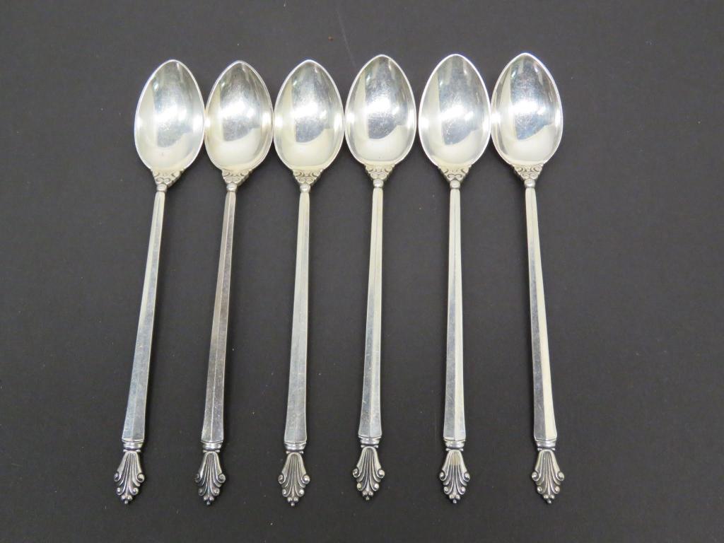 6 Georg Jensen "Acanthus" Sterling Ice Tea Spoons (1 of 4)