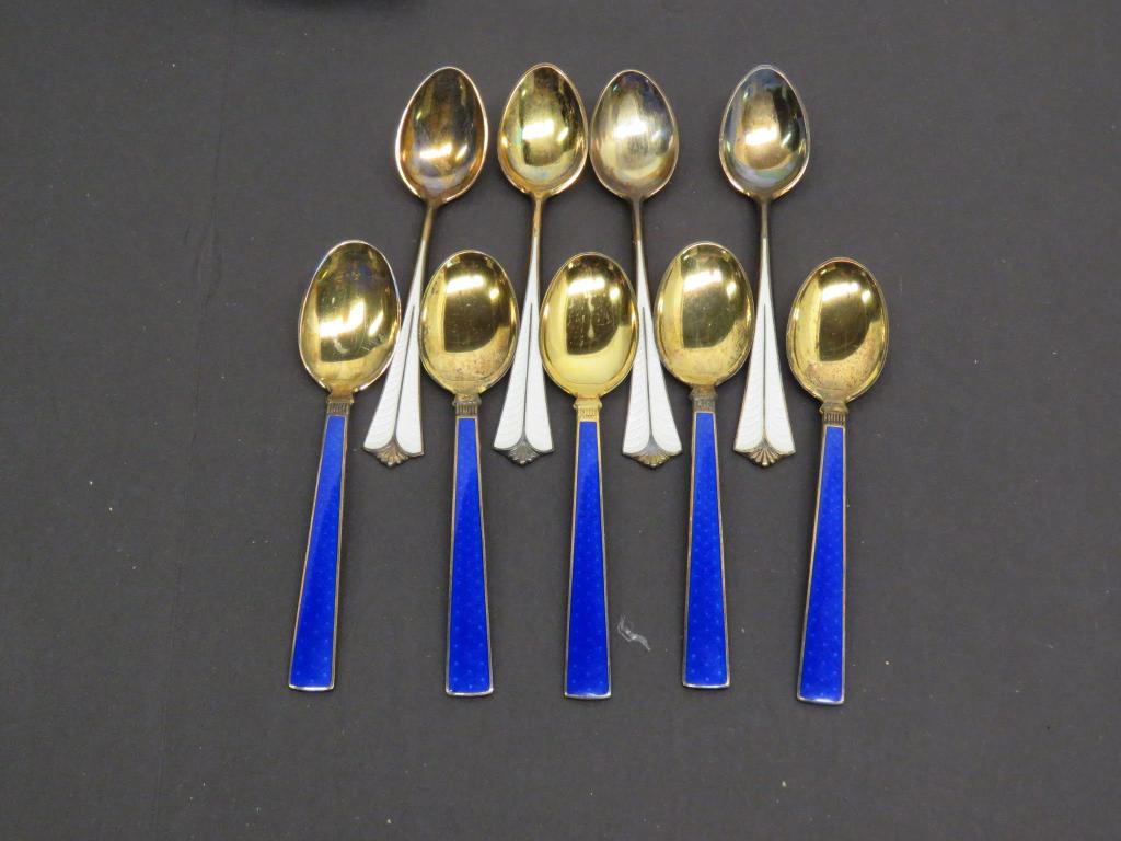 9 Sterling Enamel Spoons (1 of 3)