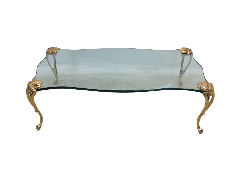 LaBarge Brass Glass Coffee Table (1 of 7)