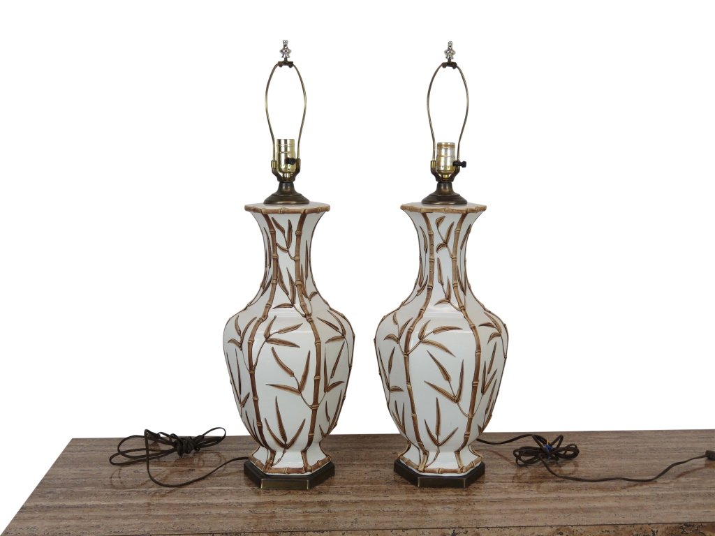 Faux Bamboo Pottery Lamps (1 of 3)