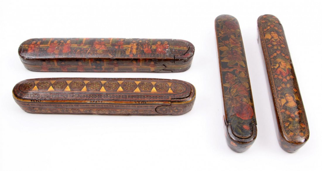 4 Various oriental hand-painted wooden boxes (1 of 9)