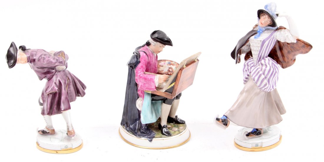 Copenhagen, 3 various porcelain figurines (1 of 8)