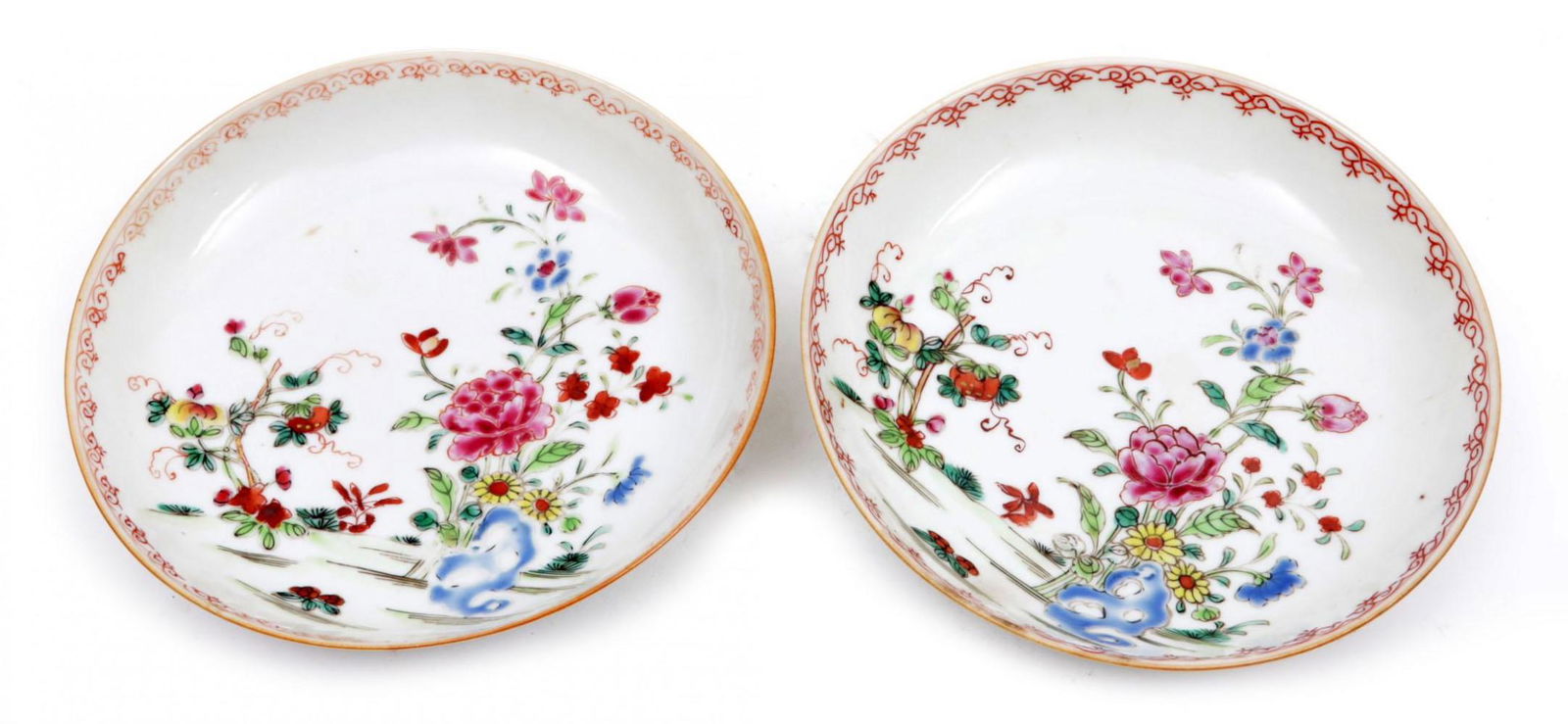 2 Antique Chinese porcelain famille rose plates, 18th (1 of 5)