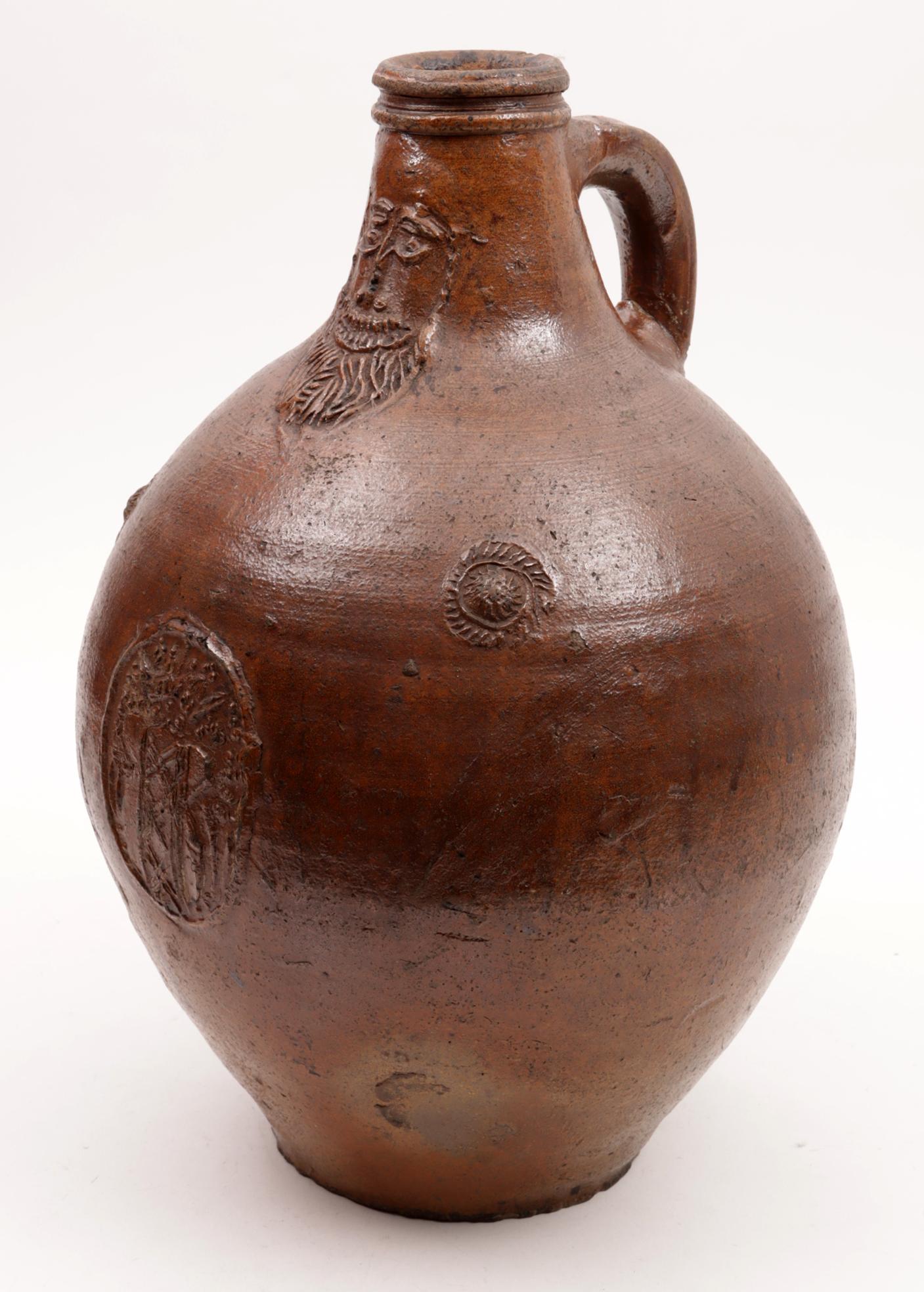 Antique stoneware bearded man jug, h.37 cm. (1 of 6)