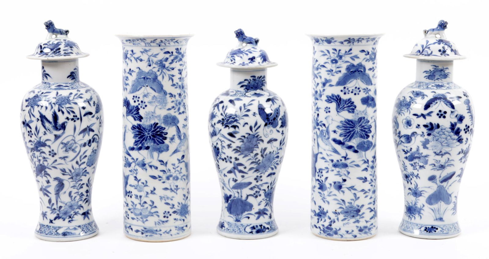 Antique blue/white Chinese porcelain 5-piece garniture (1 of 5)