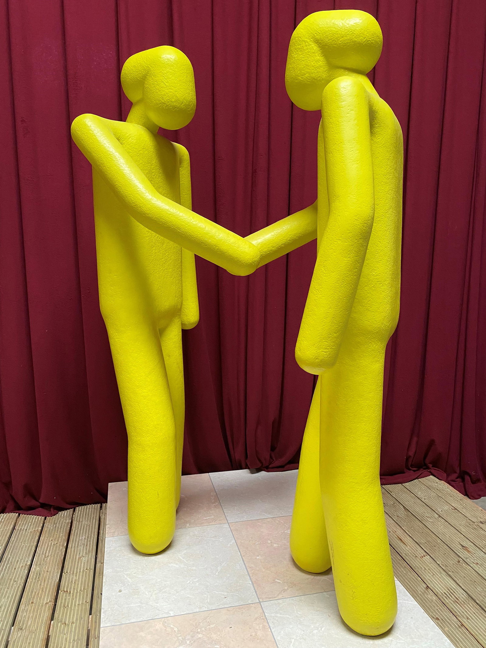 Johannes Petrus Antonius 'Joep' van Lieshout,: Johannes Petrus Antonius 'Joep' van Lieshout, Ravenstein 1963 (Atelier van Lieshout AVL since 1995), Monumental yellow-coloured polyester sculpture of two men shaking hands, h.237 x w.181 x d.121 cm.