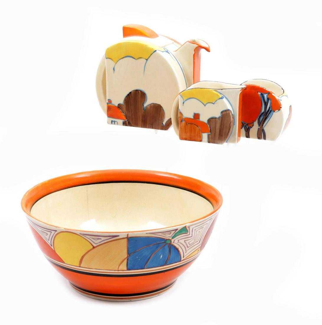 Clarice Cliff Art Deco earthenware tea set consisting (1 of 8)