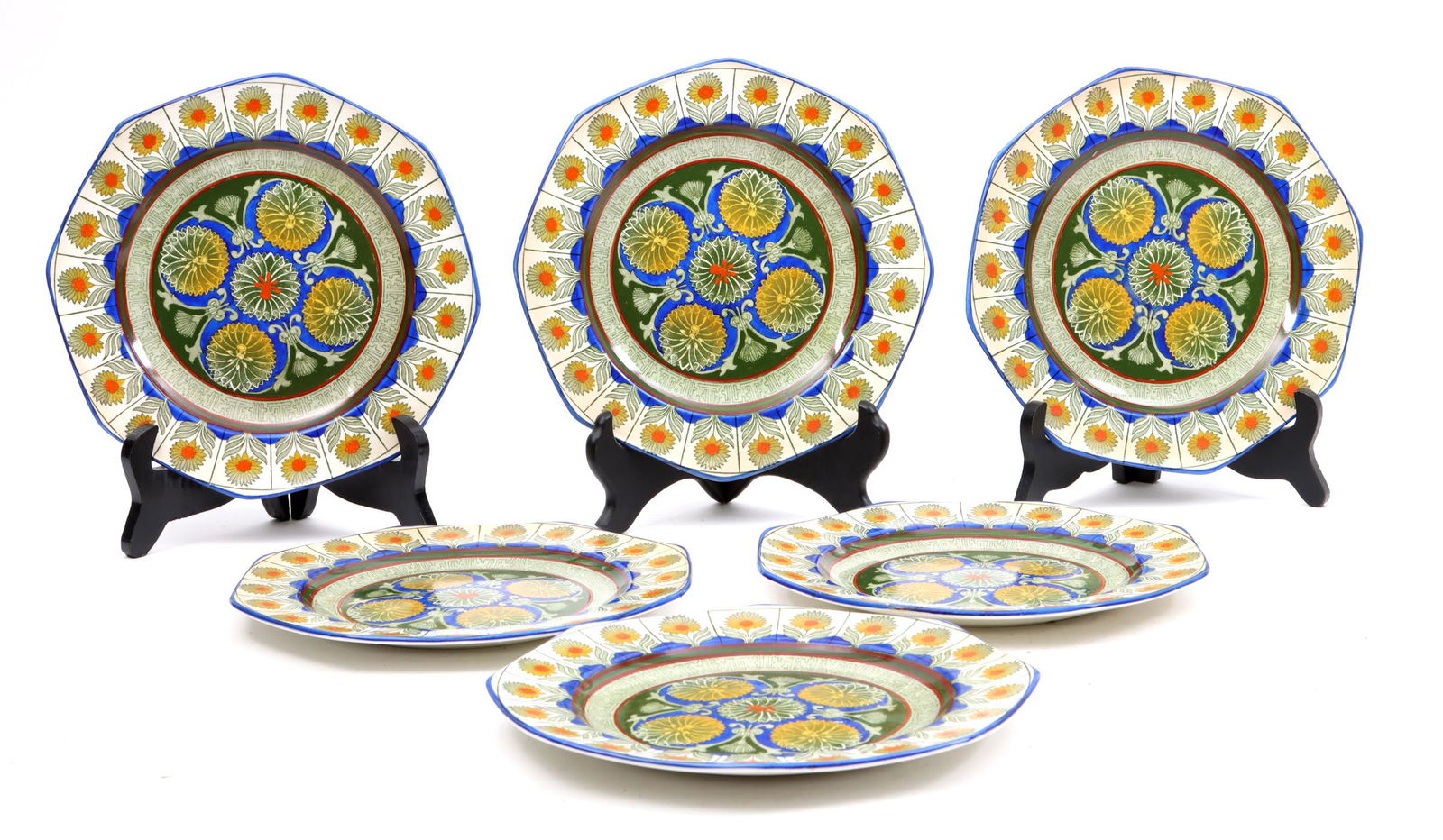 6 Polychrome Wedgwood earthenware Jugendstil plates, decor M ... (1 of 4)