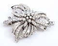 Platinum brooch set with brilliant cut diamonds, of which 7 ...