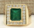 MENS 5.00 CTW Natural Mens Emerald And Diamond Ring In