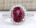 3.02 CTW Natural Pink Tourmaline And Diamond Ring 14k