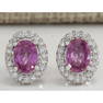 3.10 CTW Natural Pink Sapphire And Diamond Earrings 18K