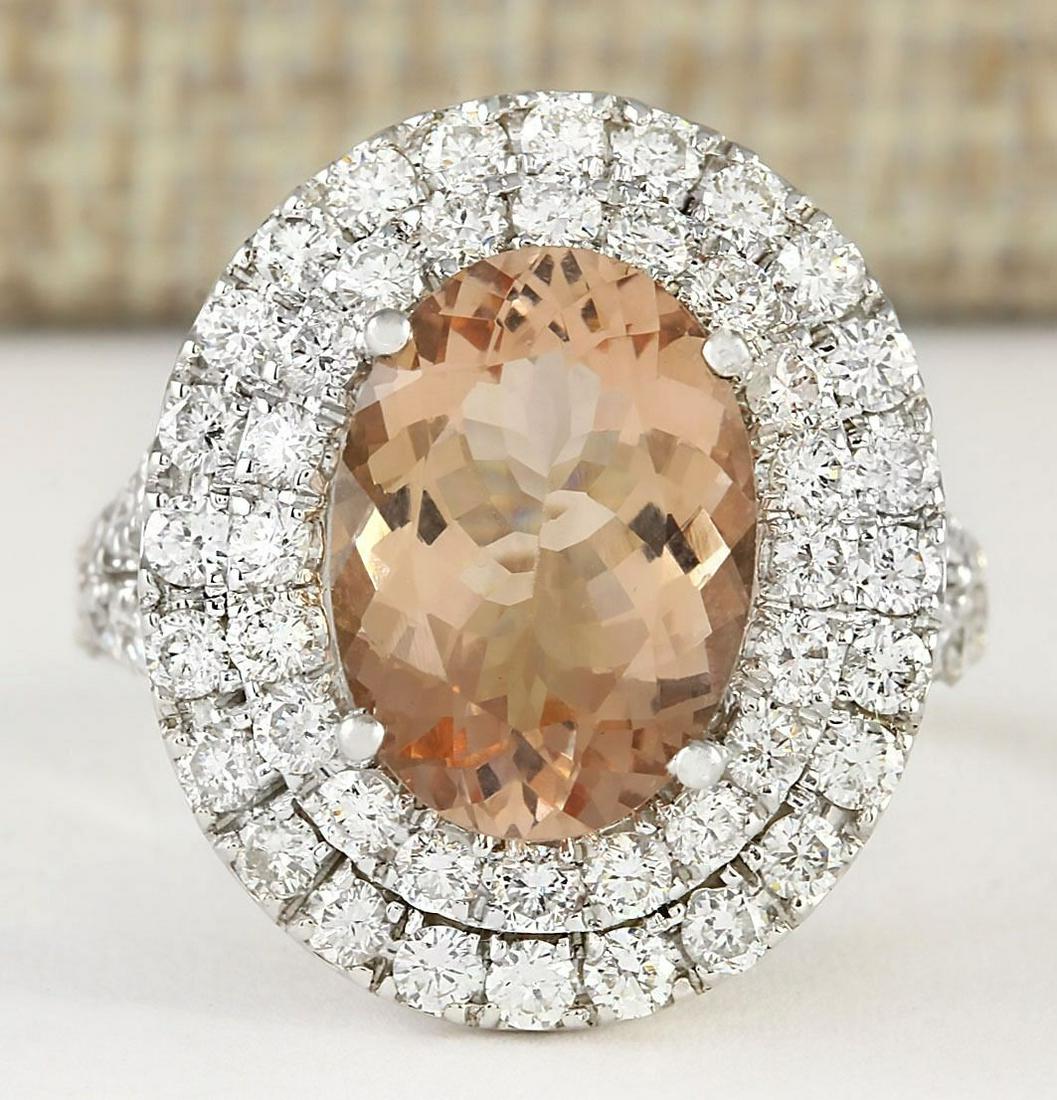 5.12 CTW Natural Morganite And Diamond Ring In 14k: 5.12 CTW Natural Morganite And Diamond Ring In 14k White Gold Manufacturer's Suggested Retail Price: $ 4800.00 Stamped: 14K Ring Size: 6.75 Total Ring Weight: 7.5 Grams Diamond Weight: Total Natural d