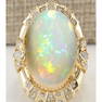 14.98 CTW Natural Opal And Diamond Ring In 18K Yellow