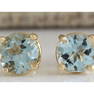 1.06 CTW Natural Blue Aquamarine Earrings In 18K Yellow