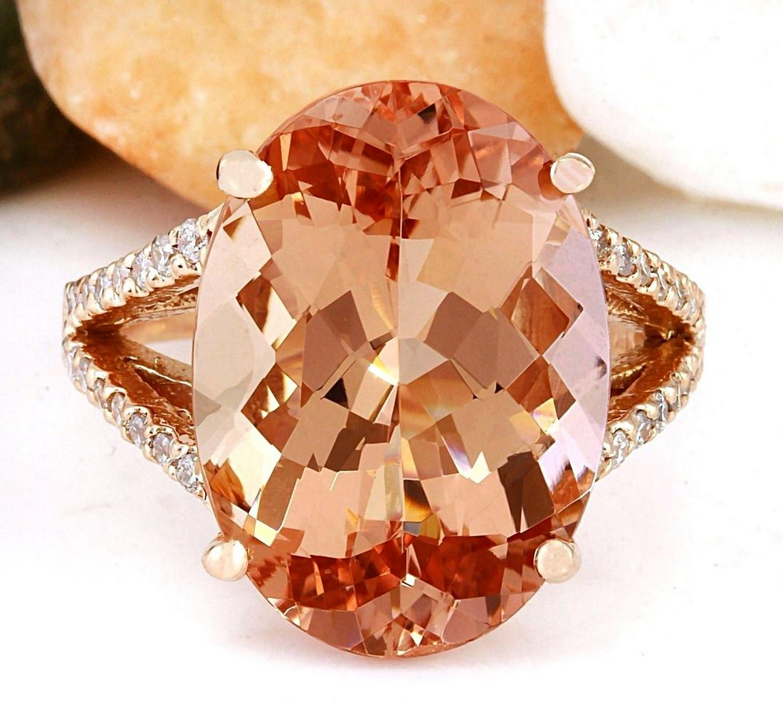 11.30 CTW Natural Morganite 14K Solid Rose Gold Diamond Ring: 11.30 CTW Natural Morganite 14K Solid Rose Gold Diamond Ring Manufacturer's Suggested Retail Price: $ 4400.00 11.30 Carat Natural Morganite 14K Solid Rose Gold Diamond Ring Item Type: Ring Item Style: