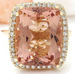 11.04 CTW Natural Morganite 14K Solid Yellow Gold Diamond Ring: 11.04 CTW Natural Morganite 14K Solid Yellow Gold Diamond Ring Manufacturer's Suggested Retail Price: $ 4500.00 11.04 Carat Natural Morganite 14K Solid Yellow Gold Diamond Ring Item Type: Ring