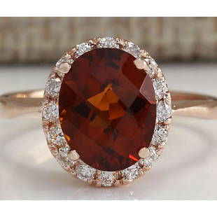 2.82 CTW Natural Citrine And Diamond Ring 14K Solid Rose Gold: 2.82 CTW Natural Citrine And Diamond Ring 14K Solid Rose Gold Manufacturer's Suggested Retail Price: $ 2100.00 Stamped: 14K Ring Size: 6 Total Ring Weight: 3.5 Grams Diamond Weight: Total