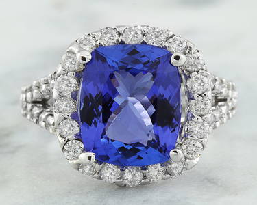 5.09 CTW Tanzanite 14K White Gold Diamond Ring