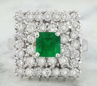 2.60 CTW Emerald 14K White Gold Diamond Ring