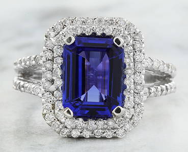 5.23 CTW Tanzanite 18K White Gold Diamond Ring