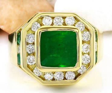 MENS 5.95 CTW Natural Emerald 18K Solid Yellow Gold Diamond Ring: MENS 5.95 CTW Natural Emerald 18K Solid Yellow Gold Diamond Ring Manufacturer's Suggested Retail Price: $ 12000.00 5.95 Carat Natural Emerald 18K Solid Yellow Gold Diamond Ring Item Type: Ring