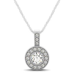 Natural 0.65 CTW Diamond Pendant 18K White Gold: Natural 0.65 CTW Diamond Pendant 18K White Gold Manufacturer's Suggested Retail Price: $ 2600.00 Product Type: Diamond Pendant 17 Diamond @ 0.65 CTW Stone1 Color: G Stone1 Clarity: VS2-SI1 Stone1