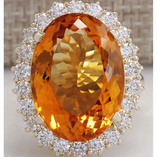 17.91 CTW Natural Citrine And Diamond Ring In 18K Solid Yellow Gold: 17.91 CTW Natural Citrine And Diamond Ring In 18K Solid Yellow Gold Manufacturer's Suggested Retail Price: $ 5400.00 Stamped: 18K Ring Size: 6.5 Total Ring Weight: 7.2 Grams Diamond Weight: 