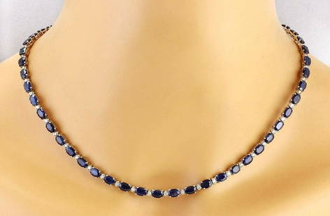 31.25 CTW Natural Sapphire 18K Solid White Gold Diamond Necklace: 31.25 CTW Natural Sapphire 18K Solid White Gold Diamond Necklace Manufacturer's Suggested Retail Price: $ 6500.00 31.25 Carat Natural Sapphire 18K Solid White Gold Diamond Necklace Item Type: